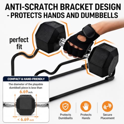 2 IN 1 Dumbbell Rack/Barbell Rack Holder, Solid Steel Make Strength training Dumbbell Rack,660LB Capacity, Universal Dumbbell Storage Stand/Storage Racks,Stand Weight Lifting Dumbbell