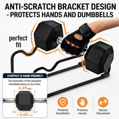 2 IN 1 Dumbbell Rack/Barbell Rack Holder, Solid Steel Make Strength training Dumbbell Rack,660LB Capacity, Universal Dumbbell Storage Stand/Storage Racks,Stand Weight Lifting Dumbbell