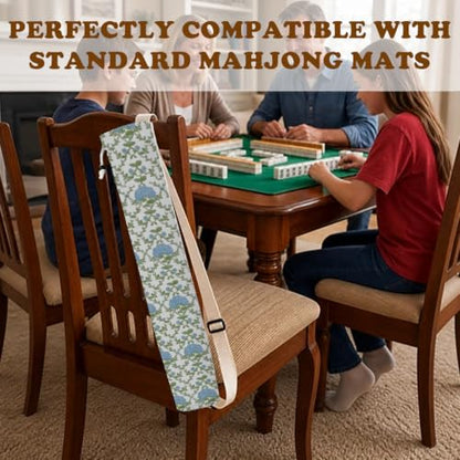 Blue Hydrangea Block Print Mahjong Mat Bag with Adjustable Straps - color: Blue Hydrangea