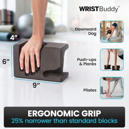 WRISTBuddy® Yoga Blocks 2 Pack, High Density Non-Slip, Hand-Shaped Design - color: Black