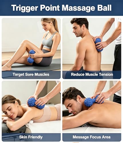 3 in 1 Foot Massage Ball Set, Standard Textured Peanut Massage Balls Kit, Deep Tissue Muscle Relaxation Therapy Tools Perfect for Home Office Gym Travel Use Blue Set - color: Blue Set