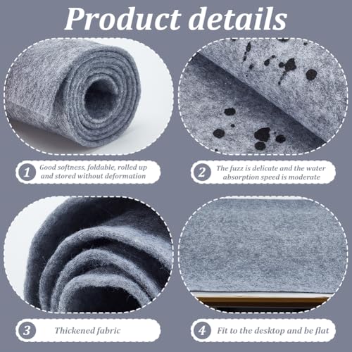 FINGERINSPIRE Chinese Calligraphy Drawing Felt Mat 24.6x31.5inch Gray Portable Calligraphy Utensils Organizer Rolls Mat Sumi Xuan Paper Painting Felt Desk Pad for Practice Calligraphy Chinese Painting