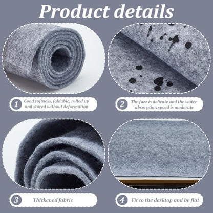 FINGERINSPIRE Chinese Calligraphy Drawing Felt Mat 24.6x31.5inch Gray Portable Calligraphy Utensils Organizer Rolls Mat Sumi Xuan Paper Painting Felt Desk Pad for Practice Calligraphy Chinese Painting