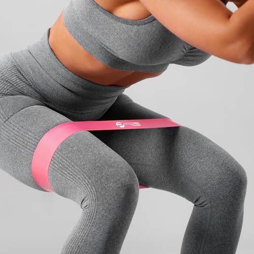Fittest Pro by Limm Resistance Bands for Legs and Butt, Fabric Exercise Loop Bands Yoga, Pilates, Rehab, Fitness and Home Workout, Strength Bands for Booty - color: Latex Pink Set of 5