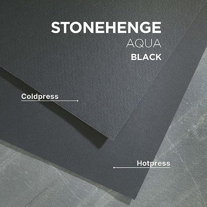 Stonehenge Aqua Black Medium Weight Pad, 140lb, Coldpress, 8 x 10 Inches, 15 Sheets for Wet and Dry Media - size: 8 x 10