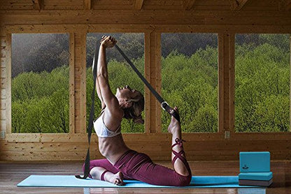 Heathyoga Yoga Blocks 2 Pack with Strap, High Density EVA Foam Yoga Block and Yoga Strap Set to Support and Improve Poses and Flexibility - color: Turquoise
