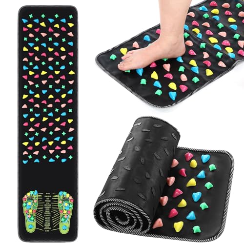 BBTO Foot Massage Mat Reflexology Walk Stone Road for Acupressure Foot Massage Acupoint Mat for Long Sitting Elderly Students and Office Workers(55.12 x 13.78 Inches) - size: 55.12 x 13.78 Inch
