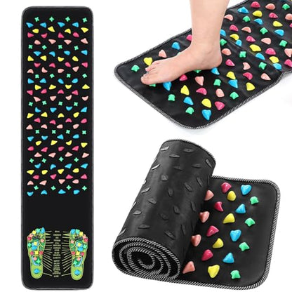 BBTO Foot Massage Mat Reflexology Walk Stone Road for Acupressure Foot Massage Acupoint Mat for Long Sitting Elderly Students and Office Workers(55.12 x 13.78 Inches) - size: 55.12 x 13.78 Inch