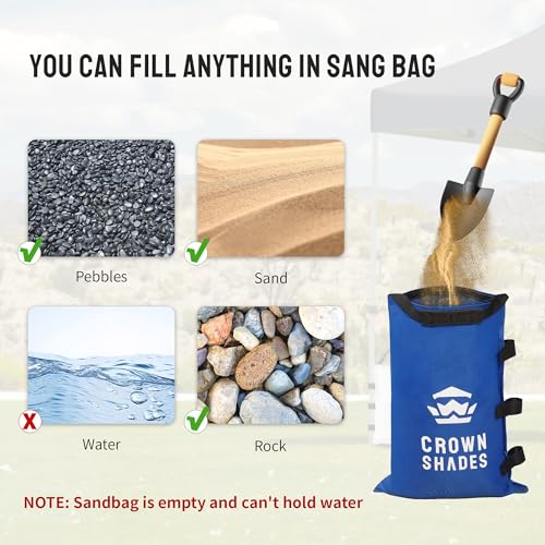 CROWN SHADES Sand Bags for Canopy Legs, 150 LBS, Blue (Unfilled) - color: Blue, size: 150lbs