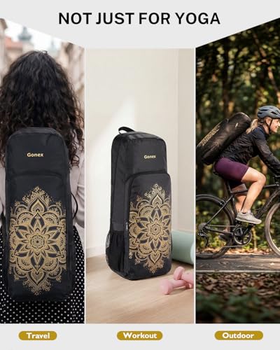 Gonex Yoga Mat Bag Convertible Backpack Blocks Carrier with Wet Pocket - color: Black