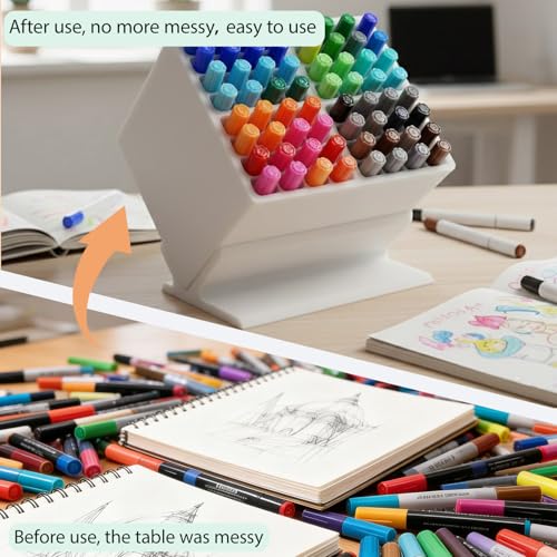 Marker Storage Organizer, 48 Slots 12mm Marker Storage, Vertical/45° Angle | Placement, Desk Marker Organizer With Dividers, For Home and Office