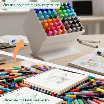 Marker Storage Organizer, 48 Slots 12mm Marker Storage, Vertical/45° Angle | Placement, Desk Marker Organizer With Dividers, For Home and Office
