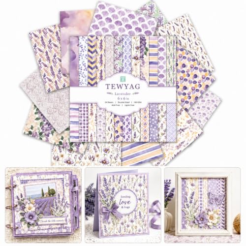 Vintage Scrapbook Paper Double Sided 6x6 Watercolor Lavender 24 Sheets - color: Lavender
