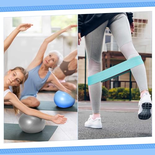 Poen Pilates Equipment Kit for Home Workout Pilates Ring and Ball Set for Women 12'' Circle Yoga Fitness Essentials Kit with Resistance Bands, Yoga Strap, Socks,Bag - color: Blue, Gray