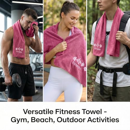 Fitness Towel, Sports Yoga Microfiber Quick-Drying Microfiber Towels for Swimming Gym and Yoga Sweat Pad, Pink - color: Pink