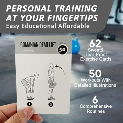 Dumbbell Workout Cards, 62 Large 5"x3.5" Exercise Cards for Home & Gym, Strength Training, Muscle Building, Beginner Fitness Guide, Fitness Cards for Men & Women - style: Dumbbell