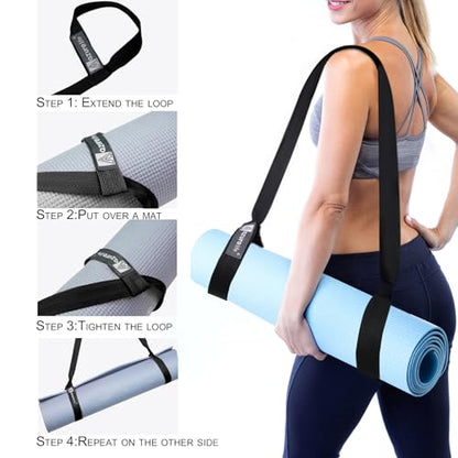 A AZURELIFE [MAT NOT Included] Yoga Mat Sling, Yoga Mat Straps for Carrying, Easy-Cinch Yoga Mat Holder Strap - color: #2-black