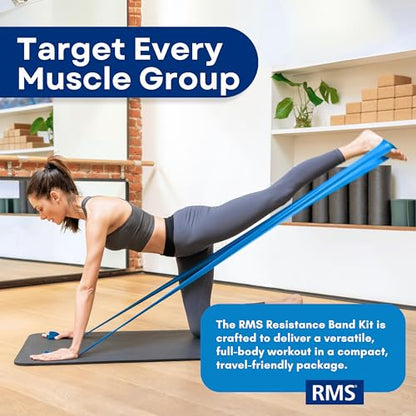 RMS Resistance Bands for Working Out, Physical Therapy, Yoga & Pilates | Set of 3 Latex Free Exercise Bands with Instruction Guide, Occupational Therapy and Rehabilitation Aid for Disabled