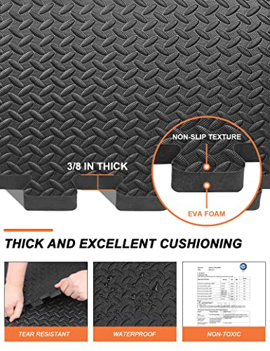 innhom 12/24/48 Tiles Gym Flooring Gym Mats Exercise Mat for Floor Workout Mat Foam Floor Tiles for Home Gym Equipment Garage - color: 6 Black and 6 Gray