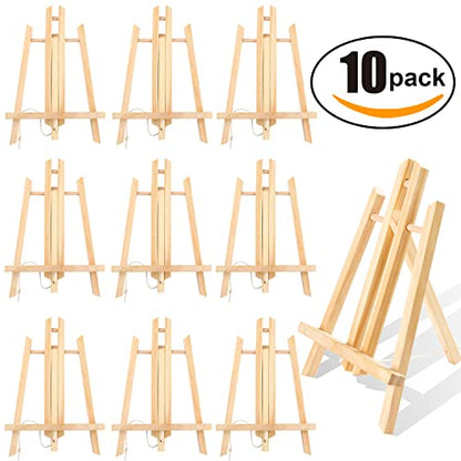 AROIC Wood Easels, Easel Stand for Painting Canvases, Art, and Crafts. (11.8 inch, 10 Pack), Tripod, Painting Party Easel, Kids Student Table School Desktop, Portable Canvas Photo Picture Sign Holder. - style: 11.8"-10p