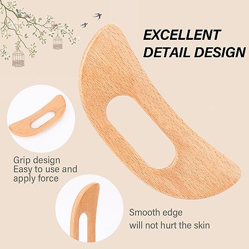 Mozeat Lens Body Gua Sha Tool Wooden Lymphatic Drainage Massager - color: Style-b