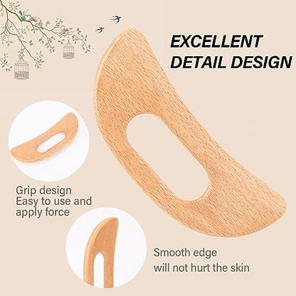 Mozeat Lens Body Gua Sha Tool Wooden Lymphatic Drainage Massager - color: Style-b