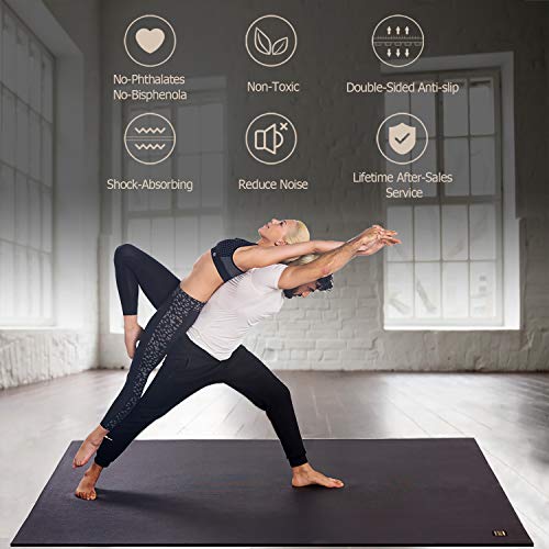 GXMMAT Large Yoga Mat 6'x4'/6'x6'(7mm) & 7'x5'(9mm) - color: Black Real, size: 7*5 FT