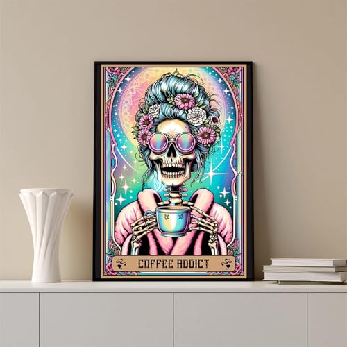Xoaoes Skull Diamond Art Kits for Adults, Tarot 5D Diamond Painting Kits | DIY Gem Painting, Crafts for Adults, Diamond Art Paintings Kit, Full Drill Diamond Dot for Home Wall Decor 12 X 16 Inch - color: CM054