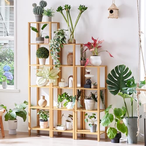 YUFAM 5 Tier Tall Narrow Bookshelf, Skinny Bookcase, Wooden Shelf, Natural - color: Natural, size: 5-Tier