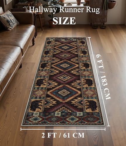YIHOUSE Washable Western Cabin Runner Rug 2x6 Hallway - color: Bear, size: 2'x6' (Runner)