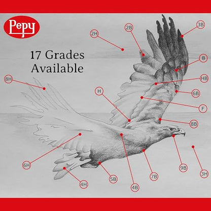 Pepy Graphite Professional Drawing Pencils - Set of 12 8H Pre-Sharpened Black Lead Pencils; Perfect for Drawing, Sketching and Shading, Graphic and Fine Art - style: Set of 12 - 8H