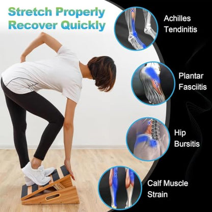 StrongTek Wooden Slant Board, 5 Adjustable Angles, 500 lb, Side Handle | Partial-Coverage Grip Surface, Calf and Ankle Stretching, Squats, Physical Therapy, Rehab and Home Gym Use - style: Partial-coverage