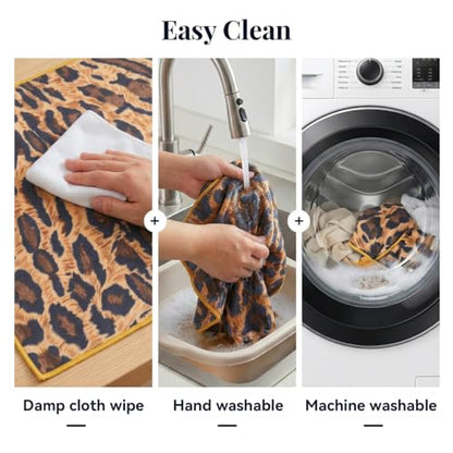 72 x 27 In Leopard Print Non Slip Hot Yoga Mat Towel with Pouch (Yellow) | Moisture-Wicking Quick-Dry Hot Yoga Towel, Washable, Compact Take-Anywhere Towel, for Yoga, Gym, Indoor, Outdoor