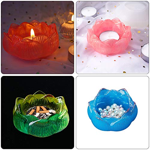 3 Pcs Lotus Resin Molds, AIFUDA Resin Silicone Casting Molds Making DIY Trinket Dish, Storage Container, Candle Holder, Jewelry&Plant Pot