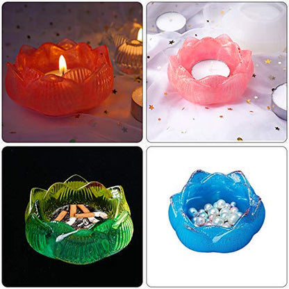 3 Pcs Lotus Resin Molds, AIFUDA Resin Silicone Casting Molds Making DIY Trinket Dish, Storage Container, Candle Holder, Jewelry&Plant Pot