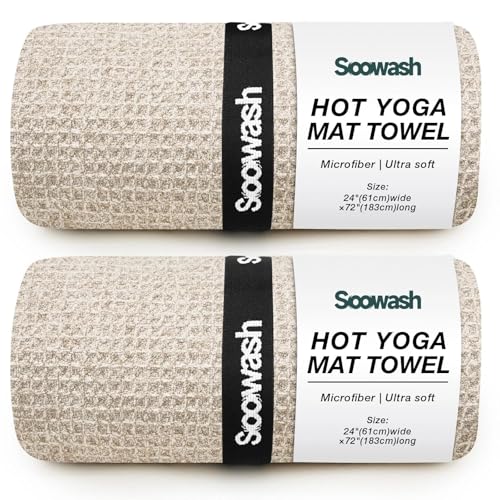 Hot Yoga Mat Towel, Non-Slip Microfiber 24x72in - color: Dark Beige, size: 24 inch X 72 inch