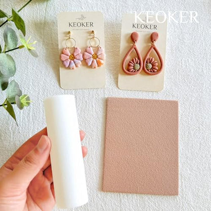 KEOKER Polymer Clay Texture Roller, Polymer Clay Roller for Making Earrings, Like Polymer Clay Texture Sheets, Great Work with Polymer Clay Cutters (Sandpaper Texture) - color: Grinding texture