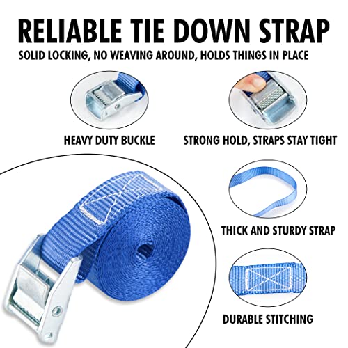 Cartman 1" x 12' Lashing Straps Up To 600lbs,4pk Blue - color: Blue, size: 4 PK