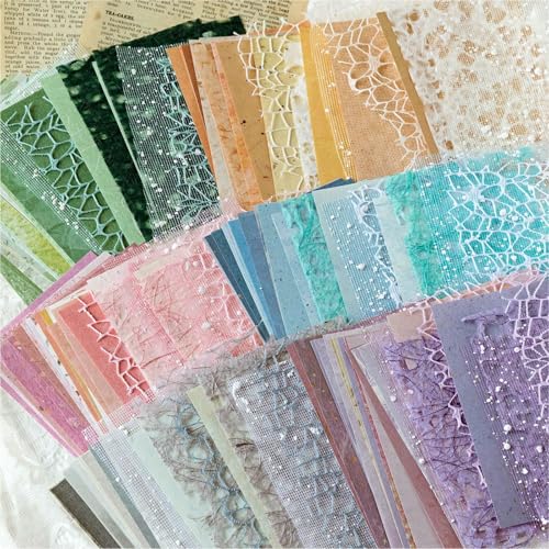 156 Sheets Textured Scrapbook Paper & Mesh Fabric Assorted Set +30 Buttons - 6 Pack Mixed Special Paper for DIY Scrapbooking Planner Bullet Junk Journal Supplies Collage Background 3.9x5.5 Inch
