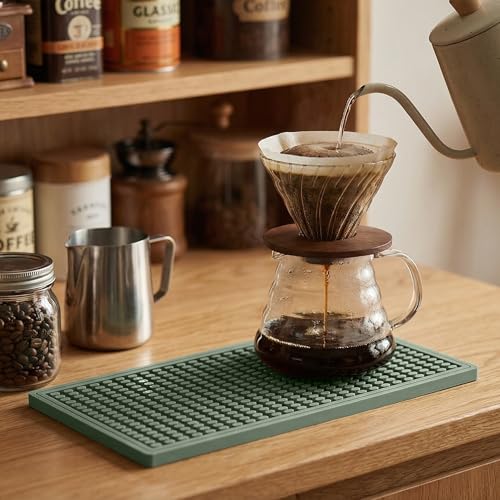 ZJWZLG Bar Mat 5.9"x11.8"(2Pcs) Non-Slip Rubber Bar Mat, Spill Proof & Flat Design,Easy to Clean Textured Surface for Home Bar,Coffee Station, Bartending - Protects Countertops & Glassware (Green). - color: Green, size: 6" x 12"