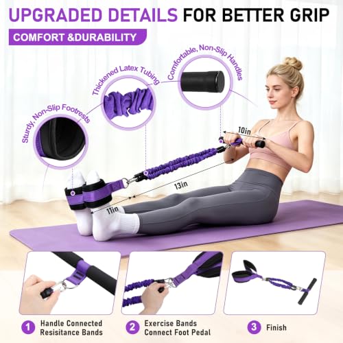 Multifunctional Pedal Resistance Band with Handles for Women Men - color: Purple