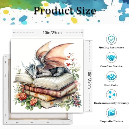 Paint by Numbers Kit for Adults-Dragon,Book DIY Paint by Number 10x10 Inch | Paint by Number for Beginner,Adult Paint by Number,HD Color Canvas,DIY Tool Kits,Stress Relief Craft,Great Gift,With Frame - color: paint by number-15