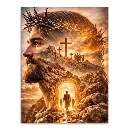Religious Diamond Art Kits for Adults, Christian Diamond Painting Kits | Full Round Drill Paint by Diamond, Jesus Diamond Painting Gem Art, Arts and Crafts for Adults Beginners 12x16 Inch - color: Jesus