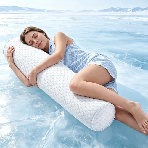 YZ HOME Cooling Bolster Body Pillow for Side Sleepers, Long Pillow for Bed - color: Grey, size: 8"*39"