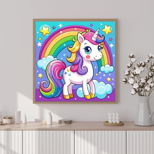 Artunion Framed Paint by Numbers Kit for Adults Beginners & Kids Ages 8-12,Rainbow Horse Paint by Number with Frame,Cute Animal Paint by Numbers Kit on Canvas 10 * 10 Inch Without Easel - color: ZXT-327-F