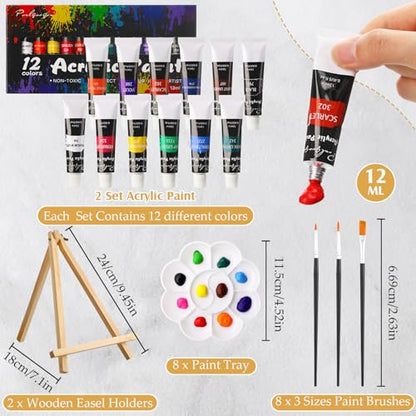 Cholemy 36 Pcs Paint and Sip Kit Gift for Adults 8''x10'',Fashion Women | Pre Drawn Canvas, Painting DIY Afro Acrylic Painting Kit, Wood Easel Brushes, Date Night Bulk, Summer Halloween Party - style: Fashion Women