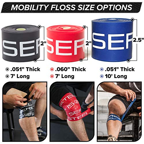Serious Steel Mobility & Recovery (Floss) Bands |Compression Band | Tack & Flossing Band (7' L x 2" W) - color: Pair - Red