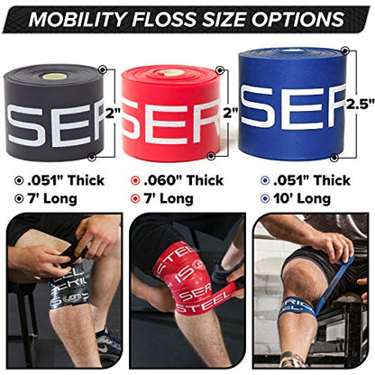 Serious Steel Mobility & Recovery (Floss) Bands |Compression Band | Tack & Flossing Band (7' L x 2" W) - color: Single - Blue