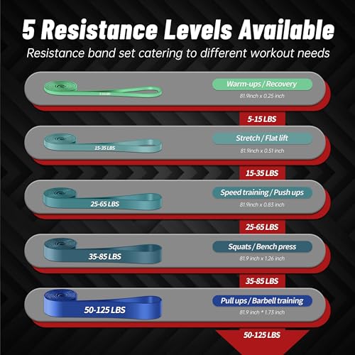 5-Level Resistance Bands for Working Out, Pull Up Assistance Bands - color: Blue Gradient