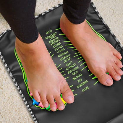 QWORK Foot Massage Mat Relaxation Walk Stone Road, 68.9 x 13.78 Inches Adjustable Acupressure Foot Mat for Long Sitting Worker Elderly